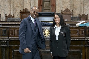 Ayana Freeman stands with her father