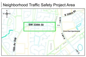 Traffic devices under consideration for Southwest 330th Street include traffic circles at Third Avenue Southwest and Sixth Avenue Southwest