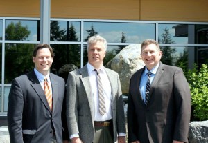 Mayor Jim Ferrell (left) has appointed Ken Miller (center) as the new project director for the Performing Arts and Conference Center