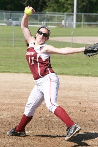 Thomas Jefferson pitcher Katie Jackson throws during the Raiders' 1-0 win over Spanaway Lake Friday morning at the West Central District Tournament at the Sprinker Recreation Center in Tacoma. The Raiders will take on Walla Walla in their state opener at noon at Spokane's Merkel Park on Friday.