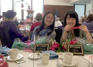 Federal Way High School students Jasmine Leung (left) and Chloe Yoo were honored with the Violet Richardson Award for Outstanding Woman Volunteer of the Year during the Soroptimist Club's recent annual tea.