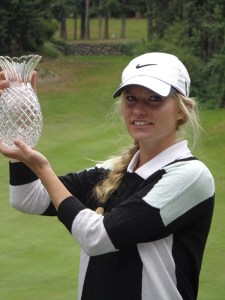 Brush Prairie native Lindsay Aho won the Pepsi Northwest Women's Open Wednesday at the Twin Lakes Golf and Country Club in Federal Way.