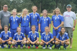 The Federal Way Football Club (FWFC) Lightning '97 girls soccer team finished second at the 5 v 5 Fort Steilacoom Tournament Sunday. The team includes