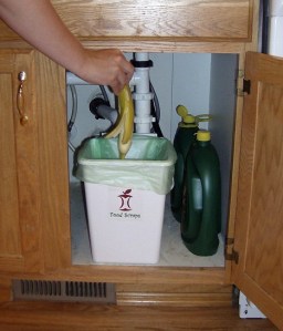 Federal Way resident Katie Drengson chooses to collect food scraps to place in her yard waste cart instead of using the garbage disposal.