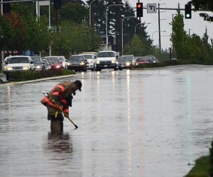 Heavy rain hammered the region around noon Saturday