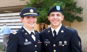 Laura Schrader and her brother Danny at his graduation from Army basic training on Sept. 30.