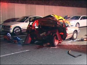 Scene from a fatal DUI crash in 2010 that killed Decatur High School seniors Derek King and Nicholas Hodgins right before graduation.