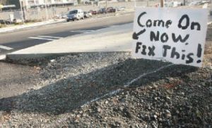 An unknown resident placed this sign along Dash Point Road near the Pacific Highway South intersection.
