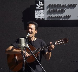 Federal Way residents and library users were greeted with Latin American music by Los Flacos.