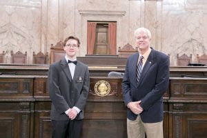 Rep. Mark Hargrove with House page Christian Knutson.