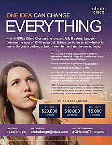 Young women are invited to participate in the IoT World Forum Young Women’s Innovation Grand Challenge.