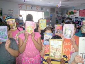 Students and staff involved in a recent book drive at Silver Lake Elementary include (left to right) Jose Barrientos