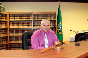 Judge Dave Larson in his courtroom at the Federal Way Municipal Court.