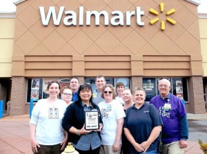 Team members who represented the Federal Way Walmart during the recent Relay for Life stand out in front of the store. The team volunteered more than 300 hours for the cancer walk.