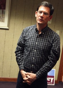 State Rep. Mark Miloscia chats at an election night gathering for Democrats on Nov. 2 at the Clarion Hotel in Federal Way.