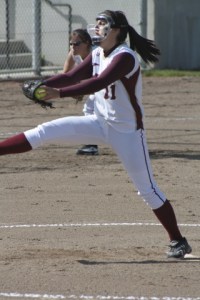 Jessica Dickson of Thomas Jefferson High School fires a pitch during Friday’s 4-2 loss to Puyallup at the SPSL Tournament in Kent. The Raiders will open the district tournament Friday.