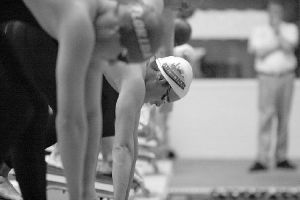 University of Arizona swimmer Jean Basson awaits for the starting gun during a race at the 2008 NCAA Division I Men’s Swimming and Diving Championships at the Weyerhaeuser King County Aquatic Center. Basson helped Arizona win the national title by finishing third in the 500-yard free