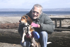 Lee Mattox of Brown's Point walks the family dog