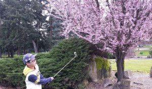 Charis Lee watches one of his shots. Contributed photo