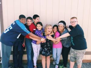 Members of Martin's class embrace Gabert. Photo courtesy of Gwen Gabert