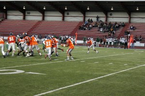 Decatur running back Tim Hughes and fullback Jeremy Palaita prepare for the read-option exchange during the Golden Gators' loss to Mar Vista last Friday. JEROD YOUNG