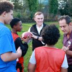 Boys and Girls Club members along with Federal Way Boys and Girls Club Executive Director Mark Hendricks and King County Councilmember Pete von Reichbauer recently visited the proposed field. Courtesy of King County