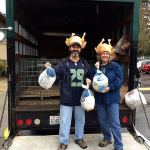 Lance and Gina Gibson packing the Multi-Service Center truck with frozen turkeys. Courtesy of Shelley Pauls