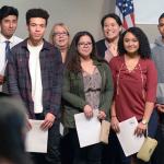 Students and school district officials at a recent school board meeting. Contributed photo