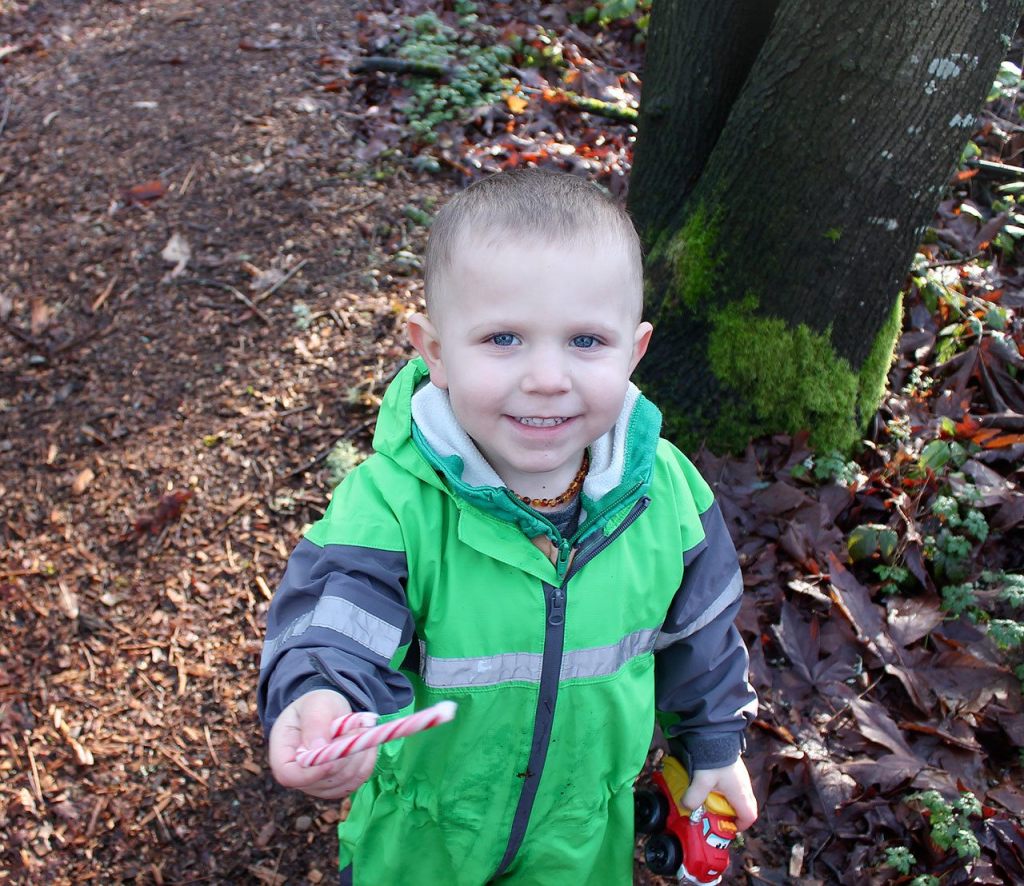 Emily Troxell&rsquo;s son Rogan holds up a candy cane he found during the Hike it Baby Federal Way&rsquo;s Candy Cane Hike on Monday, Dec. 12. RAECHEL DAWSON, the Mirror