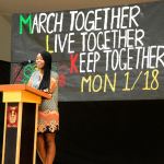 A student speaks at last year&rsquo;s Martin Luther King, Jr. Day event. File photo