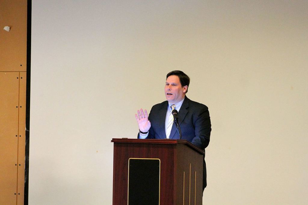 Mayor Jim Ferrell speaks at the sixth annual Martin Luther King, Jr. Day event in Federal Way. RAECHEL DAWSON, the Mirror