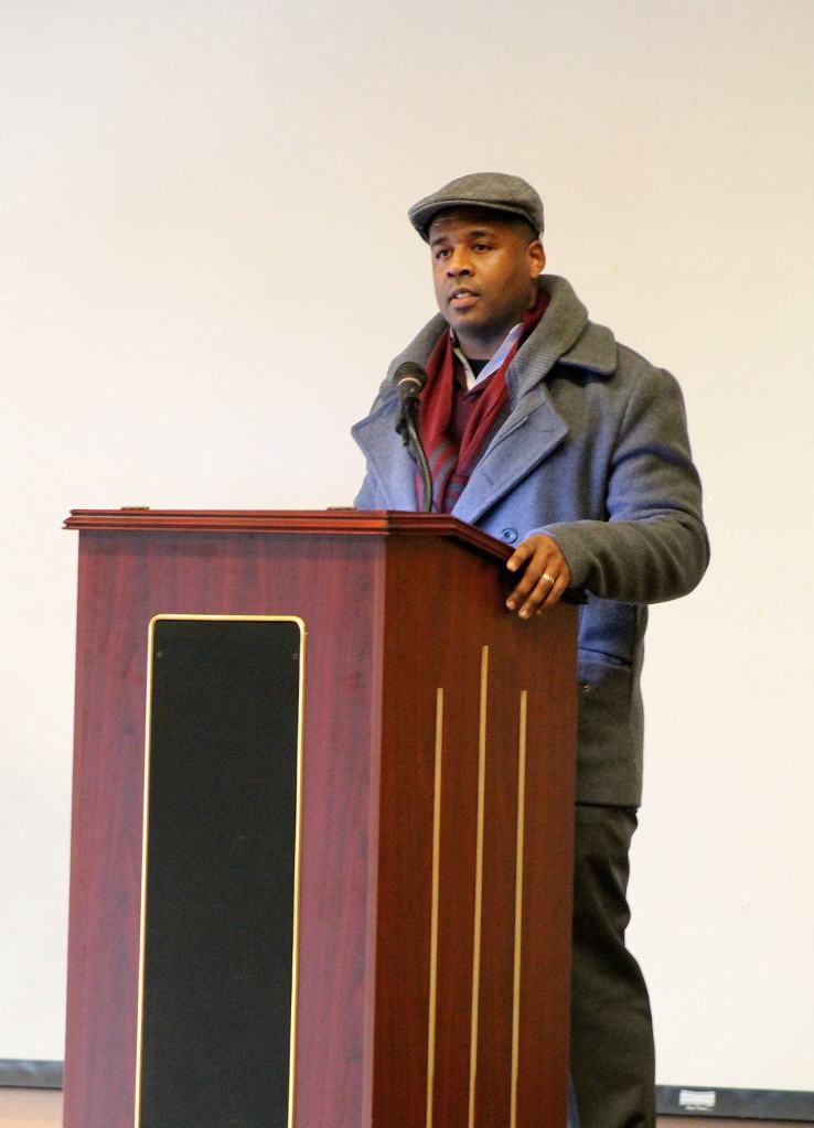 Advancing Leadership CEO Lawrence Garrett speaks at the Martin Luther King, Jr. Day event. RAECHEL DAWSON, the Mirror