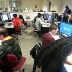 Todd Beamer AFJROTC cadets are tested on their computer security skills at the 2017 Pacific Rim Collegiate Cyber Defense Competition March 25 at Highline College. Contributed photo
