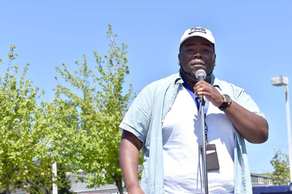 English teacher Jamarkus Springfield during the poetry slam. RAECHEL DAWSON, the Mirror