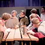 William Hamer, center left, Stephen Grenley, right, and others cast members of &ldquo;Cardinal Sins,&rdquo; written by Centerstage Artistic Director Alan Bryce, rehearse a scene for the production, which opens Saturday. Photo courtesy Michelle Smith-Lewis