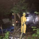 Firefighters had to use 500 feet of hose to extinguish a fire at a homeless encampment that occurred over the weekend. Courtesy of South King Fire and Rescue                                Firefighters had to use 500 feet of hose to extinguish a fire at a homeless encampment that occurred over the weekend. Photo Courtesy of South King Fire & Rescue