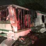 A fire gutted a mobile home shortly before 1 a.m. Tuesday in the 1600 block of 272nd Street in Federal Way. Photo courtesy of SKFR