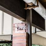 Antiquated roof drain systems cause brick columns in Illahee Middle School&rsquo;s walkway to deteriorate. Courtesy of Federal Way Public Schools