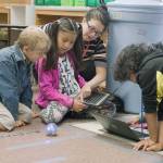 Federal Way scholars learn computer programming with Sphero, a small spherical robot, during a summer school STEM camp. Photo courtesy FWPS