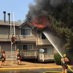 South King Fire and Rescue responded to the blaze shortly before 2 p.m. Aug. 9 at Arcadia Townhomes at 1300 SW Campus Drive. Photo courtesy of South King Fire and Rescue