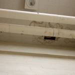 The locker rooms and gym at Illahee Middle School is riddled with evident water damage, which has caused locker room lighting to be almost nonexistent. JEROD YOUNG, the Mirror