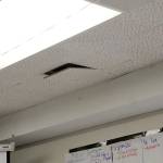 In addition to a sinking floor, &ldquo;Room 23&rdquo; at Olympic View struggles with roofing issues from water damage and asbestos. JEROD YOUNG, the Mirror