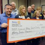 Federal Way Rotary Club members and Federal Way Senior Center representatives hold up a ceremonial check for $47,000 the Rotarians awarded to the senior center recently. The funds will be used to repair and remodel the kitchen facilities, appliances, roof, and other areas.                                 Contributed photo