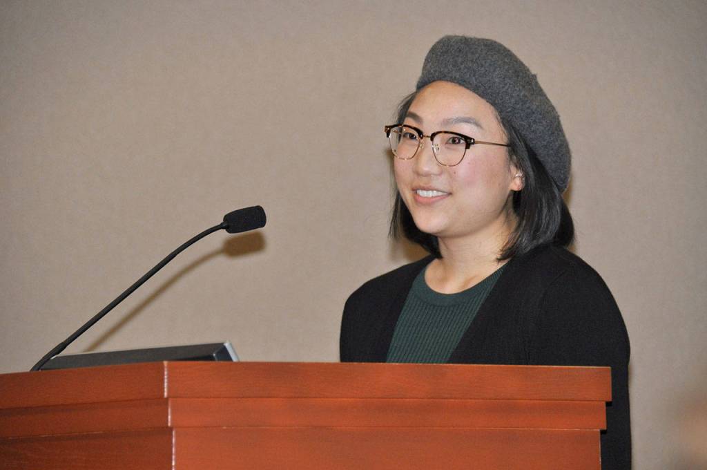 Lia Lee tells the Federal Way City Council about the role Centerstage Theatre has in the development of actors, including herself, during Tuesdays council meeting. City staff has recommended not renewing the citys contract with Centerstage to operate the Knutzen Family Theatre. HEIDI JACOBS, the Mirror