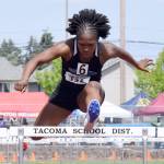 Esther Brutus of Federal Way High School took seventh place in the girls 300-meter hurdles at the state meet. RACHEL CIAMPI, the Mirror