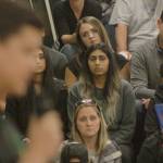The crowd listens in and looks on as Kentridge senior-to-be Adrian Tirtu, the ASB president, talks about Eric Anderson, the schools longtime athletic director who passed away at age 57. MARK KLAAS, Kent Reporter