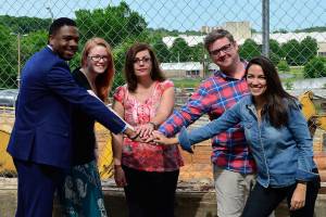 Last spring, Sarah Smith (second from left) travelled to Tennessee to meet with other Brand New Congress candidates including Alexandria Ocasio-Cortez (right). Photo courtesy Brand New Congress