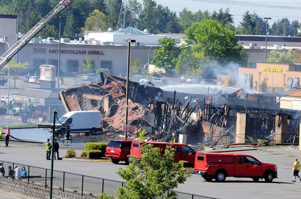 Center Plaza, a 22,000-square-foot building at 2020 S. 320th St., was destroyed by a fire May 21, 2017. Mirror file photo