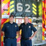 South King Fire and Rescue first responders Jacob Wassall, left, and Lt. Thomas Bolin discuss the trials and joys of life as a firefighter. Photo by Olivia Sullivan, the Mirror