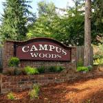 Today, the community-funded and rebuilt sign stands at the entrance of the Campus Woods neighborhood. Courtesy photo